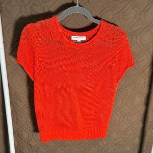 Banana Republic Bright Orange Short Sleeve Crewneck Sweater